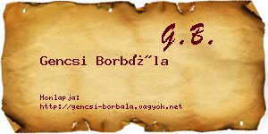 Gencsi Borbála névjegykártya
